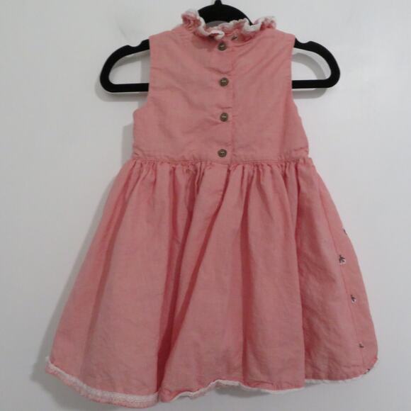 Little Daisy Kids Sz 12-18M Pink Dress Floral Embroidered Print Sleeveless - Picture 2 of 7